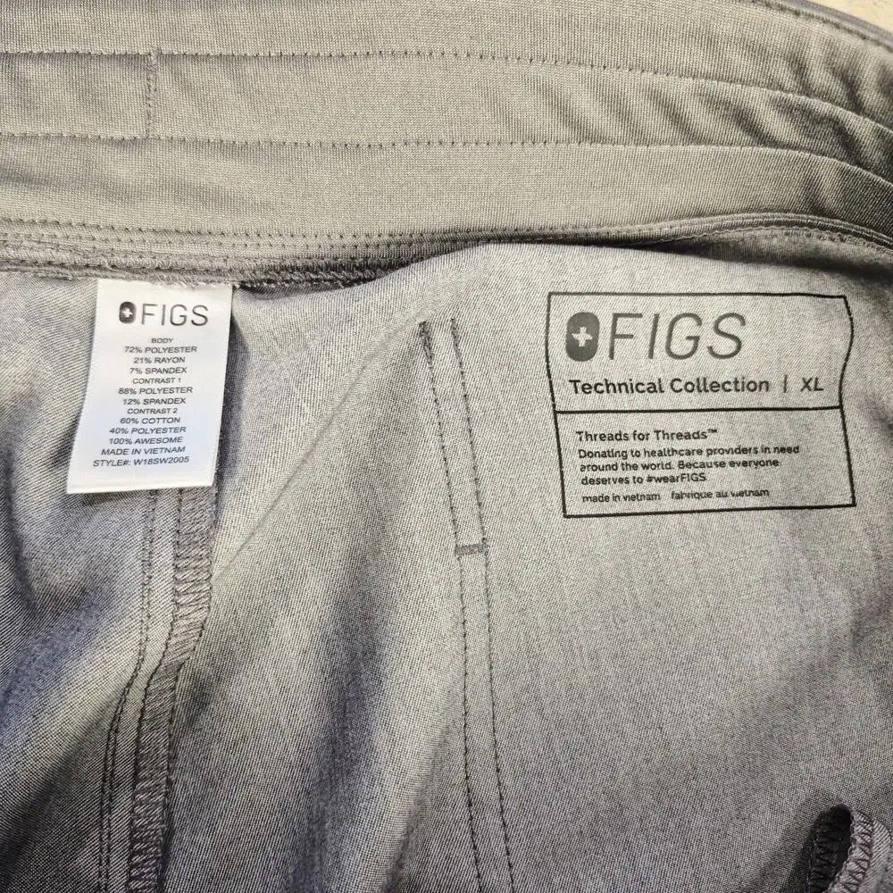 Figs Technical Collection Mens Pants XL Gray Stretch Scrub Performance Defects